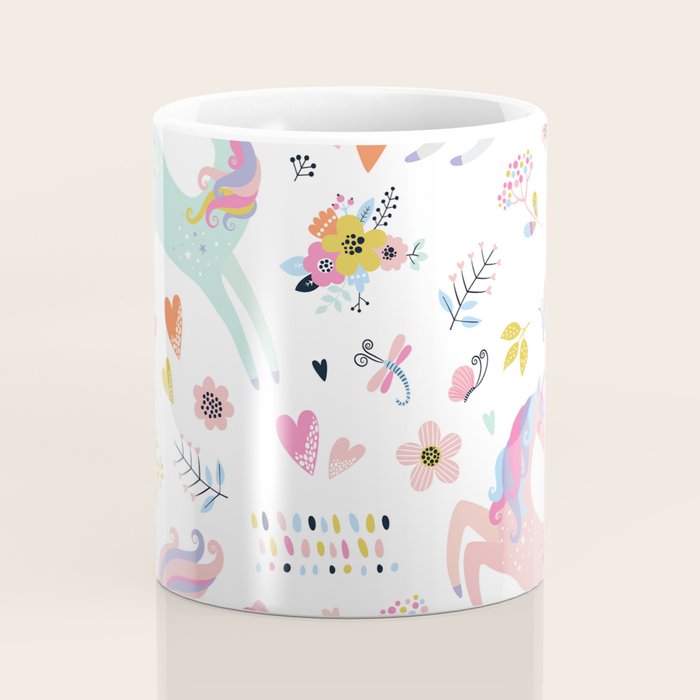 Magical Pastel Unicorn Floral Coffee Mug Gallery Image 4