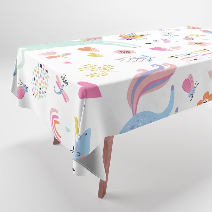 Magical Pastel Unicorn Floral Tablecloth Gallery Image 1
