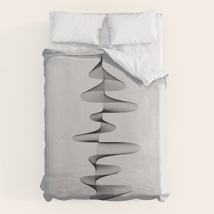 Abstract 80s Soundwave Art Music Audio black and white Musical design home wall bedroom decor Art Pr Duvet Cover Gallery Image 1