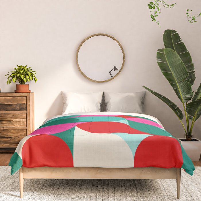 Retro Geo Christmas Drop Pattern - pink, teal, red, green Comforter Gallery Image 3