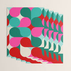 Retro Geo Christmas Drop Pattern - pink, teal, red, green Wrapping Paper Gallery Image 3