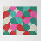 Retro Geo Christmas Drop Pattern - pink, teal, red, green Throw Blanket Gallery Image 2