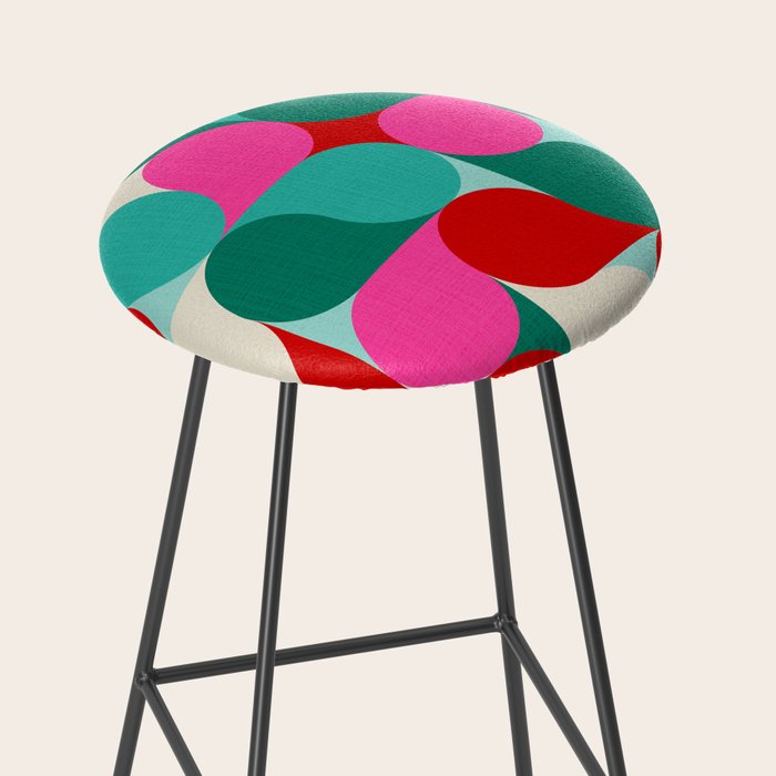 Retro Geo Christmas Drop Pattern - pink, teal, red, green Stool Gallery Image 2