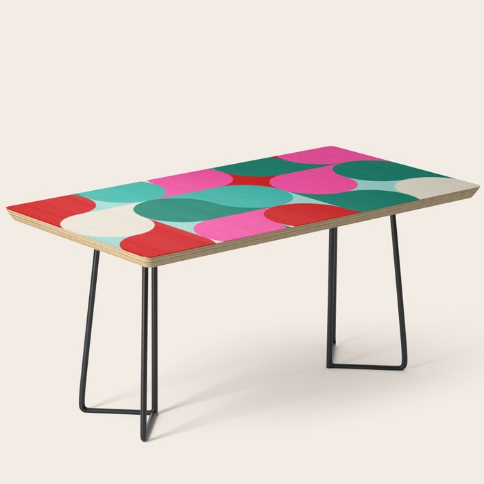 Retro Geo Christmas Drop Pattern - pink, teal, red, green Coffee Table Gallery Image 1