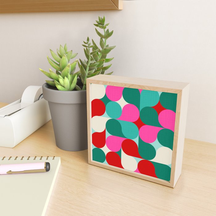 Retro Geo Christmas Drop Pattern - pink, teal, red, green Mini Art Print Gallery Image 2