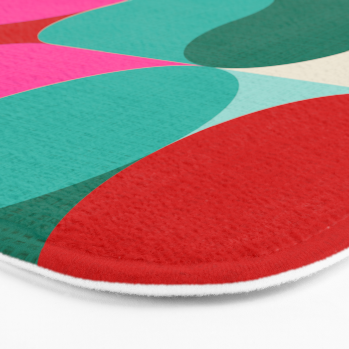 Retro Geo Christmas Drop Pattern - pink, teal, red, green Bath Mat Gallery Image 3