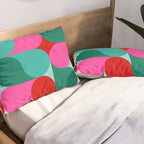 Retro Geo Christmas Drop Pattern - pink, teal, red, green Pillow Sham Gallery Image 2