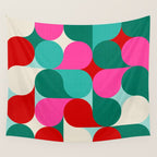 Retro Geo Christmas Drop Pattern - pink, teal, red, green Wall Tapestry Gallery Image 4