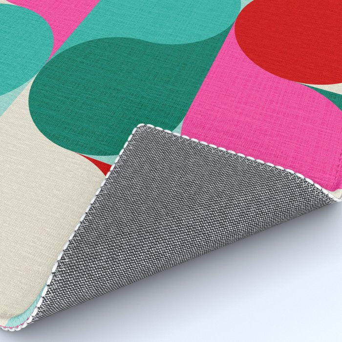 Retro Geo Christmas Drop Pattern - pink, teal, red, green Rug Gallery Image 4