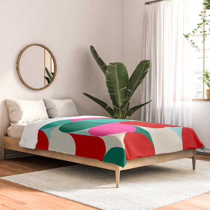 Retro Geo Christmas Drop Pattern - pink, teal, red, green Comforter Gallery Image 2