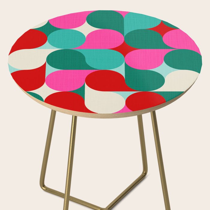 Retro Geo Christmas Drop Pattern - pink, teal, red, green Side Table Gallery Image 2