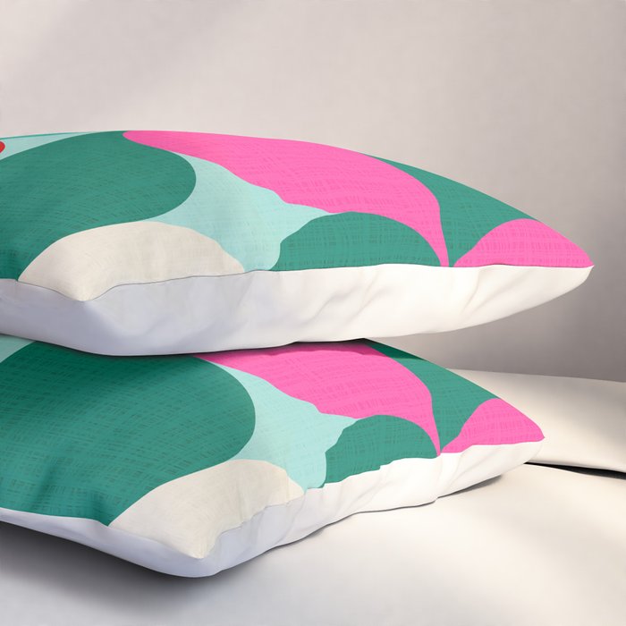 Retro Geo Christmas Drop Pattern - pink, teal, red, green Pillow Sham Gallery Image 3