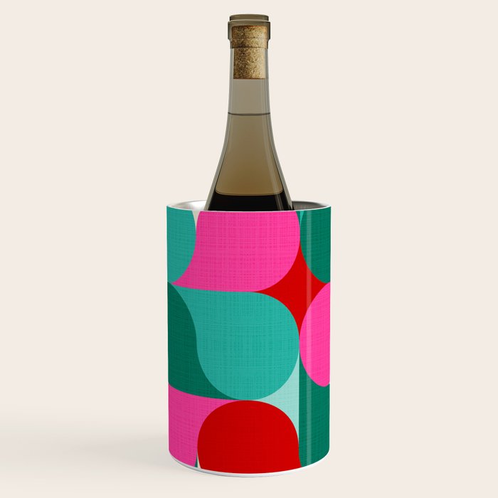 Retro Geo Christmas Drop Pattern - pink, teal, red, green Wine Chiller Gallery Image 1