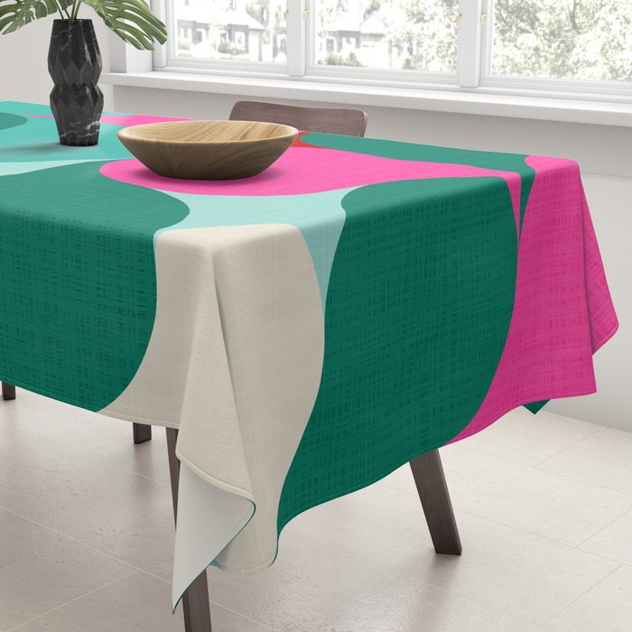 Retro Geo Christmas Drop Pattern - pink, teal, red, green Tablecloth Gallery Image 3