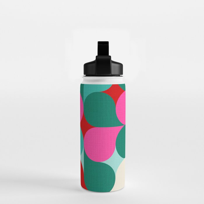 Retro Geo Christmas Drop Pattern - pink, teal, red, green Water Bottle Gallery Image 2
