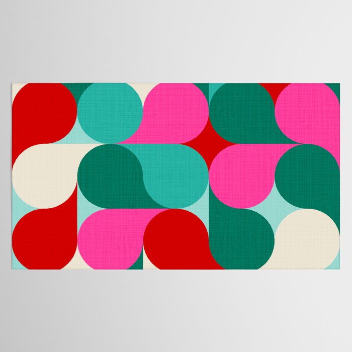 Retro Geo Christmas Drop Pattern - pink, teal, red, green Tablecloth Gallery Image 2