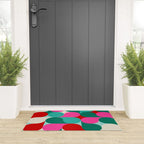 Retro Geo Christmas Drop Pattern - pink, teal, red, green Welcome Mat Gallery Image 3