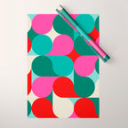 Retro Geo Christmas Drop Pattern - pink, teal, red, green Wrapping Paper Gallery Image 1