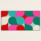 Retro Geo Christmas Drop Pattern - pink, teal, red, green Desk Mat Gallery Image 3