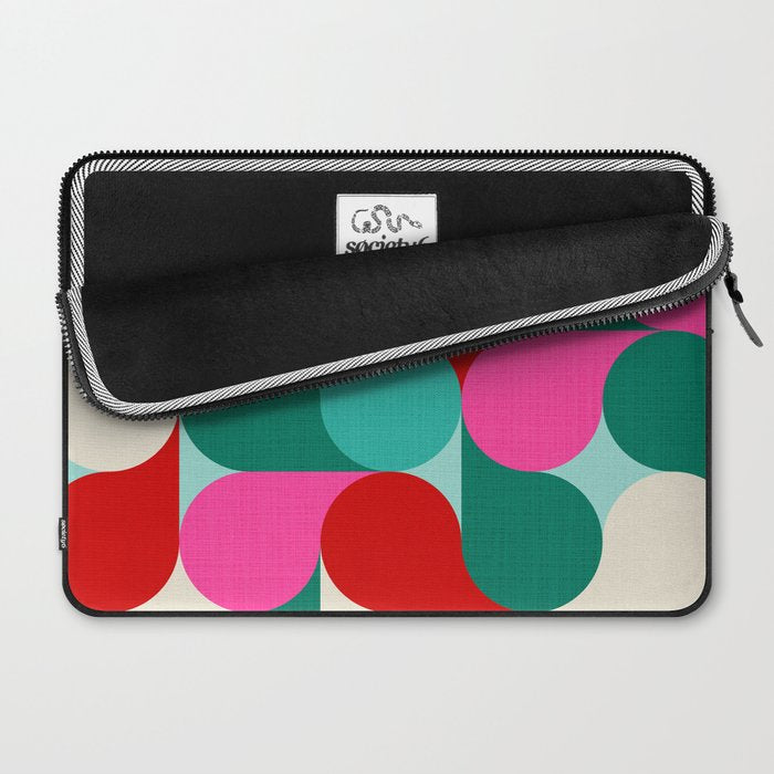 Retro Geo Christmas Drop Pattern - pink, teal, red, green Laptop Sleeve Gallery Image 2