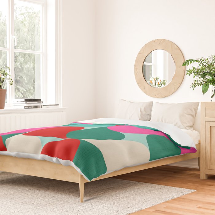 Retro Geo Christmas Drop Pattern - pink, teal, red, green Duvet Cover Gallery Image 2