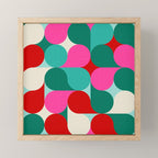 Retro Geo Christmas Drop Pattern - pink, teal, red, green Mini Art Print Gallery Image 1