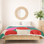 Retro Geo Christmas Drop Pattern - pink, teal, red, green Duvet Cover Gallery Image 3