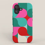 Retro Geo Christmas Drop Pattern - pink, teal, red, green iPhone Case Gallery Image 1