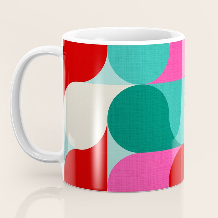 Retro Geo Christmas Drop Pattern - pink, teal, red, green Coffee Mug Gallery Image 3