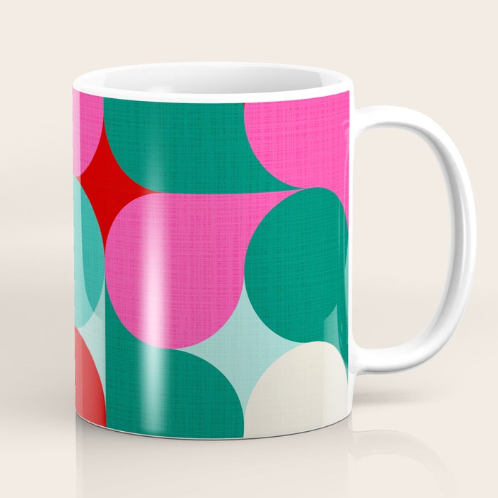 Retro Geo Christmas Drop Pattern - pink, teal, red, green Coffee Mug Gallery Image 1