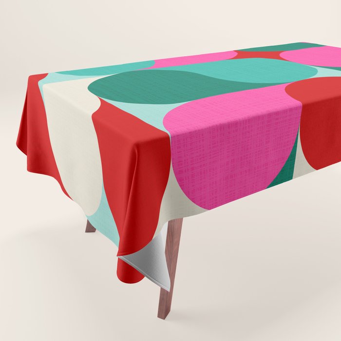 Retro Geo Christmas Drop Pattern - pink, teal, red, green Tablecloth Gallery Image 1