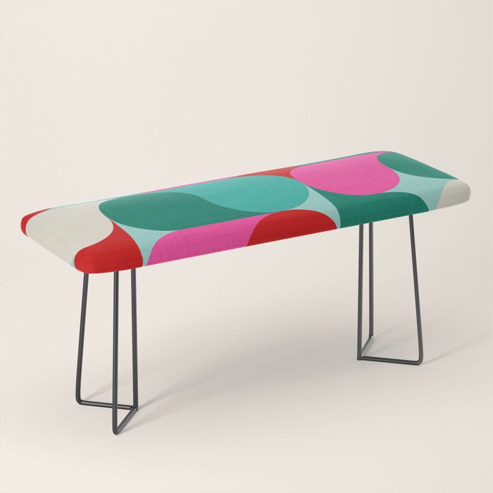 Retro Geo Christmas Drop Pattern - pink, teal, red, green Bench Gallery Image 1