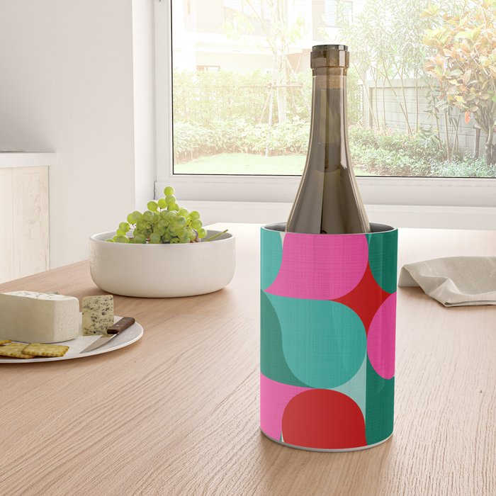 Retro Geo Christmas Drop Pattern - pink, teal, red, green Wine Chiller Gallery Image 4