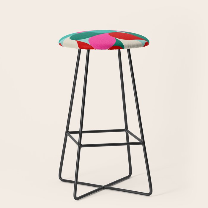 Retro Geo Christmas Drop Pattern - pink, teal, red, green Stool Gallery Image 1