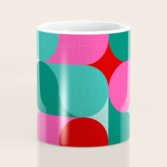 Retro Geo Christmas Drop Pattern - pink, teal, red, green Coffee Mug Gallery Image 4