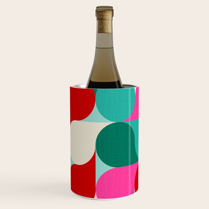Retro Geo Christmas Drop Pattern - pink, teal, red, green Wine Chiller Gallery Image 2