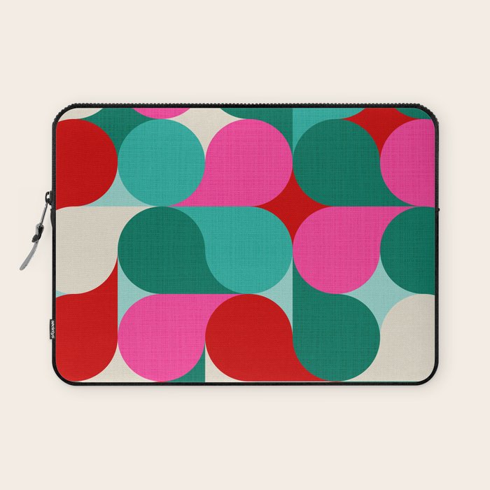 Retro Geo Christmas Drop Pattern - pink, teal, red, green Laptop Sleeve Gallery Image 1