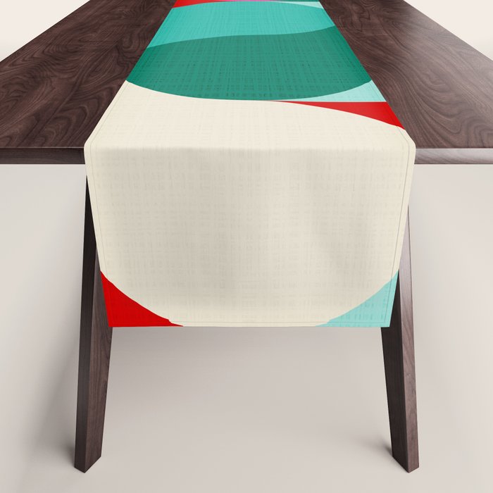 Retro Geo Christmas Drop Pattern - pink, teal, red, green Table Runner Gallery Image 1