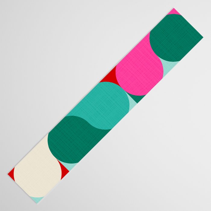 Retro Geo Christmas Drop Pattern - pink, teal, red, green Table Runner Gallery Image 3