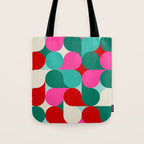 Retro Geo Christmas Drop Pattern - pink, teal, red, green Tote Bag Gallery Image 1