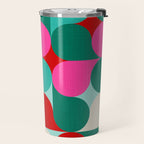 Retro Geo Christmas Drop Pattern - pink, teal, red, green Travel Mug Gallery Image 2