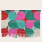 Retro Geo Christmas Drop Pattern - pink, teal, red, green Wall Hanging Gallery Image 1