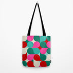Retro Geo Christmas Drop Pattern - pink, teal, red, green Tote Bag Gallery Image 2