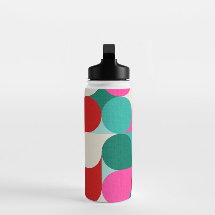 Retro Geo Christmas Drop Pattern - pink, teal, red, green Water Bottle Gallery Image 3
