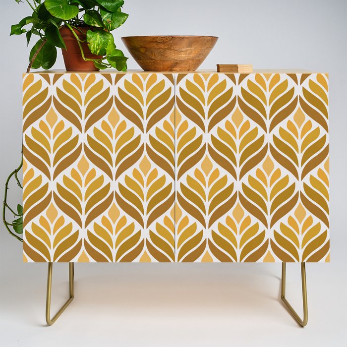 Yellow Retro Flower Pattern Credenza Gallery Image 1