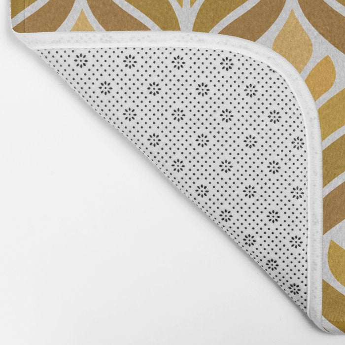 Yellow Retro Flower Pattern Bath Mat Gallery Image 2