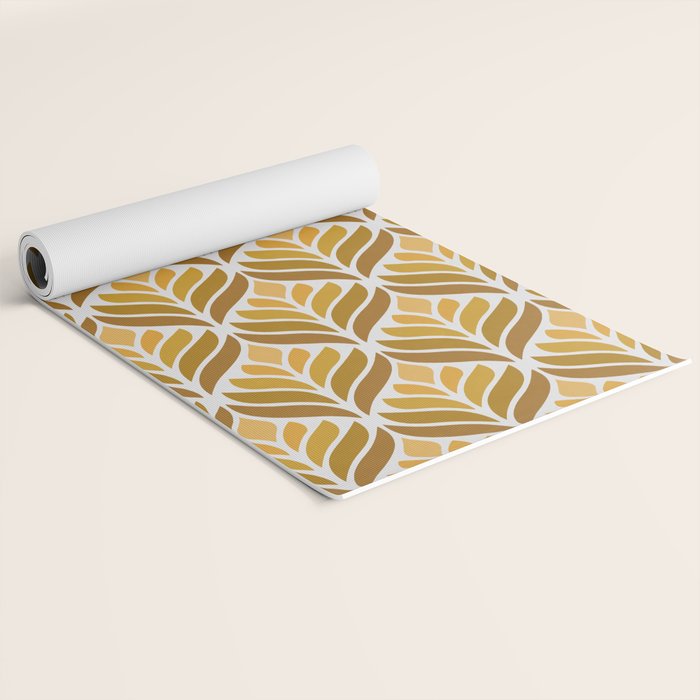 Yellow Retro Flower Pattern Yoga Mat Gallery Image 2