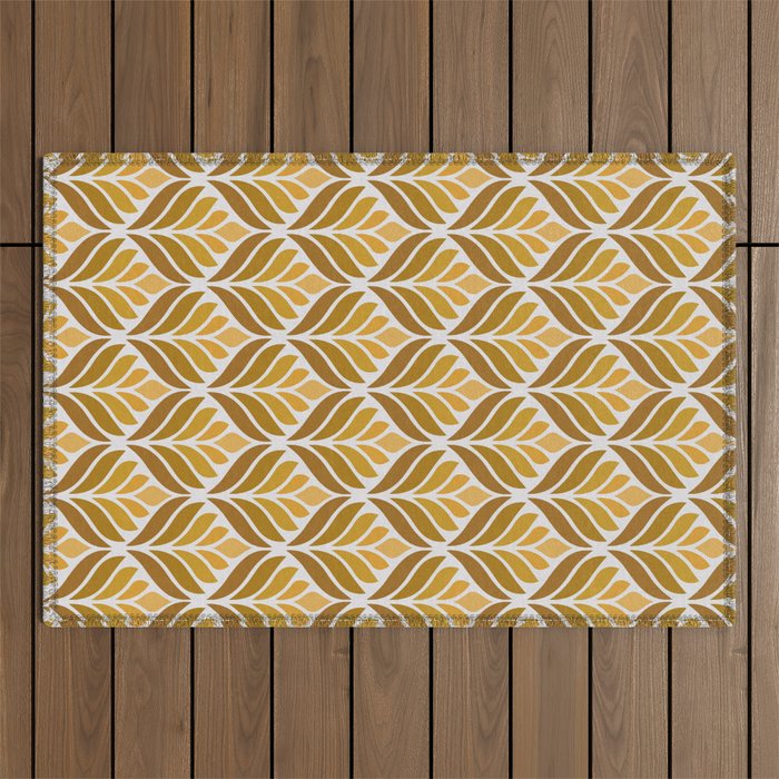 Yellow Retro Flower Pattern Outdoor Rug Gallery Image 1