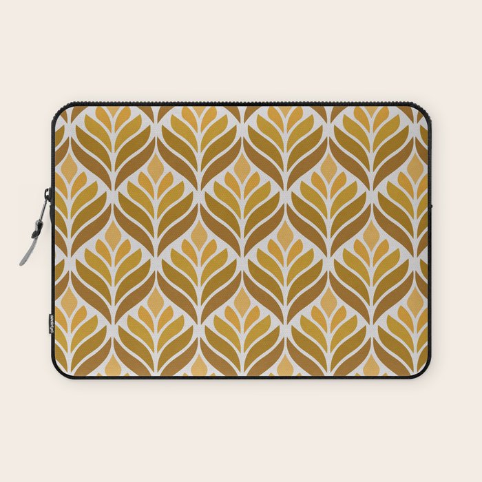 Yellow Retro Flower Pattern Laptop Sleeve Gallery Image 1