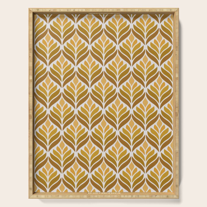 Yellow Retro Flower Pattern Serving Tray Gallery Image 1